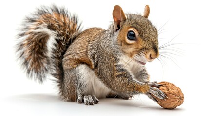 Fototapeta premium A squirrel is eating a nut