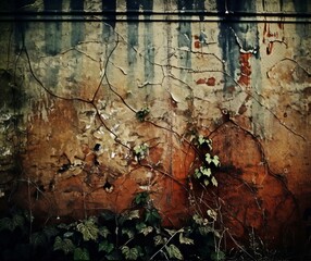 Aged Grunge Wall with Vines Texture - Urban Background for Creative Design