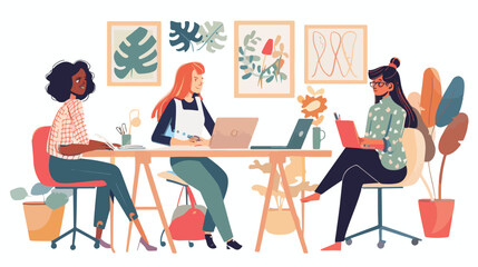 Female entrepreneurs brainstorming in an office Hand