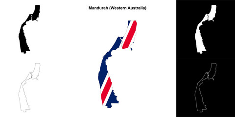 Mandurah (Western Australia) outline map set
