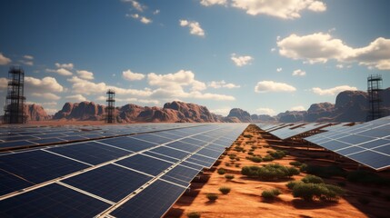 A large solar farm in the desert