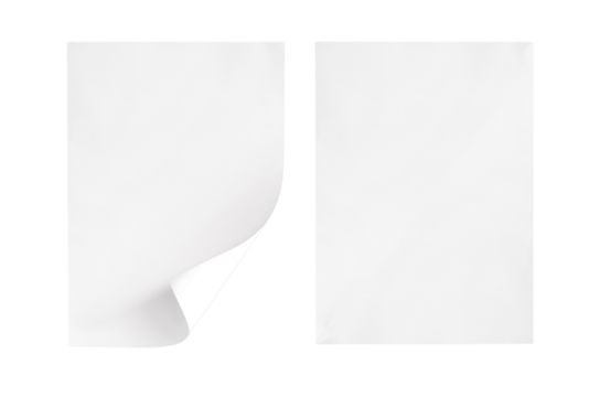 two sheet of paper or a4 paper fold isolated on white