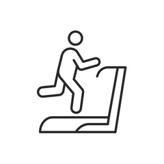 Treadmill icon. A stylized depiction of an individual using a treadmill, representing cardio workouts, running, and fitness activities. Ideal for use in gym signage, fitness apps. Vector illustration