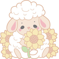 Naklejka premium Cute sheep hand drawn emotes icon. Baby sheep illustration activites. Funny sheep clip art elements. 