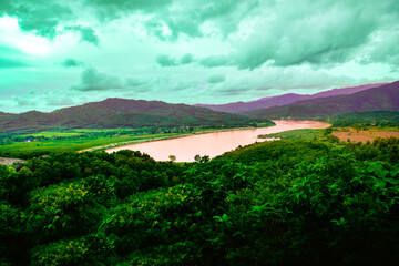 Beautiful scenery of The Mekong River in Chiang Rai Province