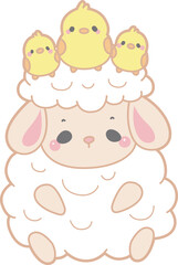 Cute sheep hand drawn emotes icon. Baby sheep illustration activites. Funny sheep clip art elements.
