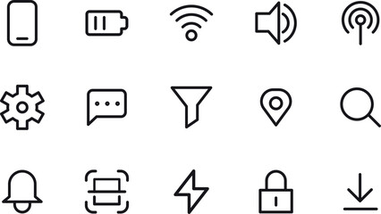 Phone Interface Line Icons