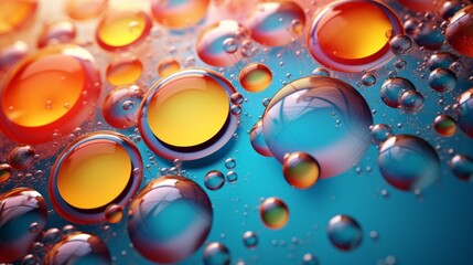 A colorful background with balls and drops of oil