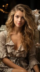 A beautiful girl in a New Year's dress