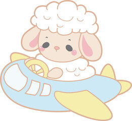 Cute sheep hand drawn emotes icon. Baby sheep illustration activites. Funny sheep clip art elements.
