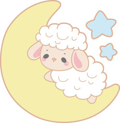 Cute sheep hand drawn emotes icon. Baby sheep illustration activites. Funny sheep clip art elements.
