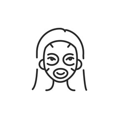 Facial beauty mask icon. Simple icon representing a woman enjoying a skincare treatment, perfect for wellness apps, spa websites, and beauty products. Vector illustration