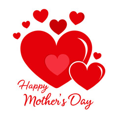 ''happy mothers day''  red hearts card white background design