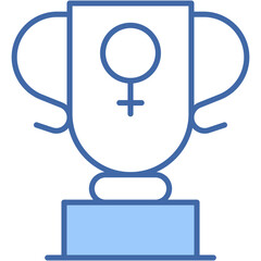 Champion, trophy, winner, award, female sign Icon