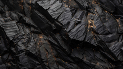 Rough dark stone texture with cracks and gold flecks. Dark back