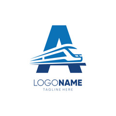 Letter A Fast Train Logo Design Vector Icon Graphic Illustration