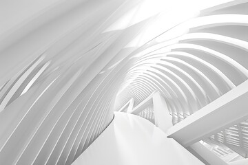 A 3D rendering of a futuristic white corridor. AIG51A.