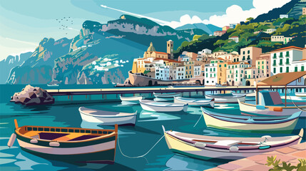 Amalfi coast Italy. Beautiful view of Amalfi town and