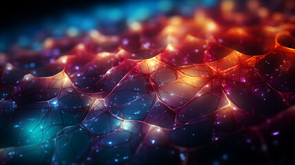 Abstract network of glowing lights.