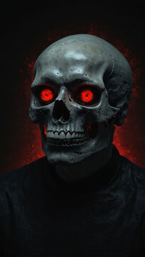 'Horror' Digital 3D skull glowing red eyes 08
