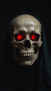 'Horror' Digital 3D skull glowing red eyes 07