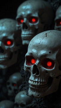'Horror' Digital 3D skull glowing red eyes 010