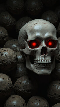 'Horror' Digital 3D skull glowing red eyes 09