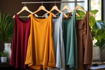 Woman clothes or shirts hanged