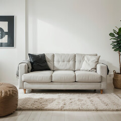 modern living room interior design with white sofa