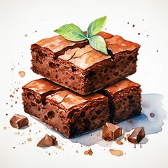 watercolor of isolated Brownies on white background