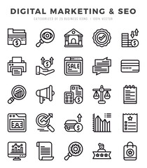 Digital Marketing & SEO icons set. Collection of simple Lineal web icons.
