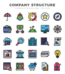 Company Structure Icons Pack. Lineal Color icons set. Lineal Color icon collection set.
