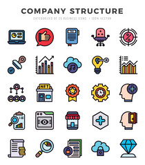 Company Structure icons Pack. Lineal Color icons set. Company Structure collection set.