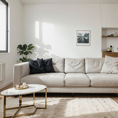 modern living room interior design with white sofa