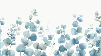 Beautiful baby blue eucalyptus branches on white background