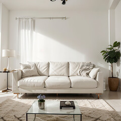 modern living room interior design with white sofa