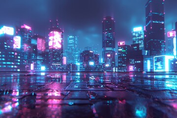 Retro 80s sci-fi cityscape futuristic background scene