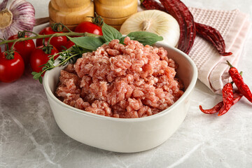 Raw minced pork uncooked meat
