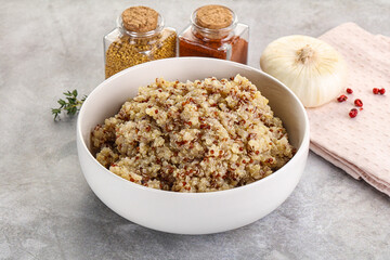 Vegan cuisine - boiled quinoa cereal