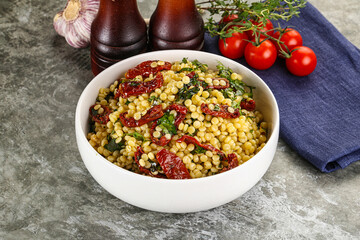 Vegetarian Pasta ptitim with vegetables