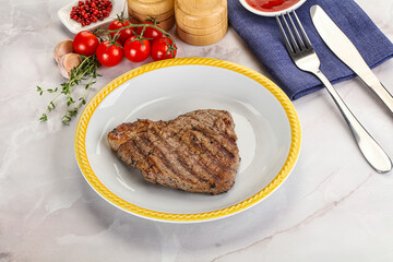 Grilled marble beef steak with sauce