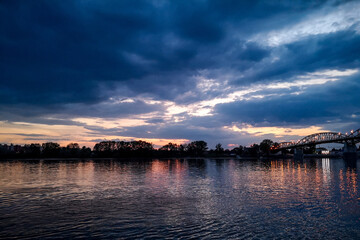 River on a cloudy day at dusk