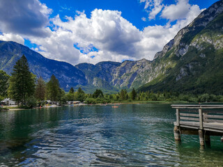 Lake Bohinj on a cloudy summer day