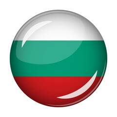 Obraz premium Flag of Bulgaria in the form of a round shaped icon. Abstract concept. The national flag is convex in shape. Vector illustration