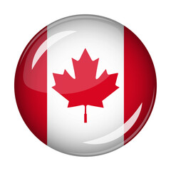 Obraz premium Flag of Canada in the form of a round shaped icon. Abstract concept. The national flag is convex in shape. Vector illustration