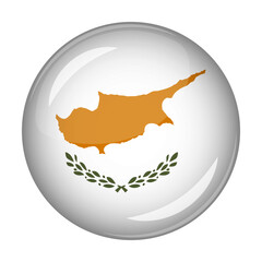 Flag of Cyprus in the form of a round shaped icon. Abstract concept. The national flag is convex in shape. Vector illustration