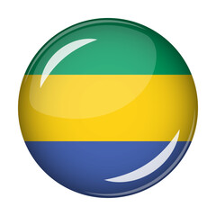 Flag of Gabon in the form of a round shaped icon. Abstract concept. The national flag is convex in shape. Vector illustration