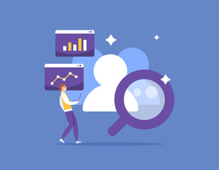 customer insight. analyze data or information about customer behavior, interests and mindsets. data analysis for decision making and improving business performance. illustration concept design