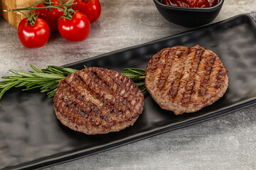 Grilled two beef burger cutlet