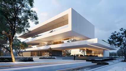A modern and artistic white building - Powered by Adobe
